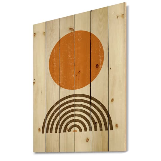 Designart - Abstract Minimal Orange Sun and Rainbow I